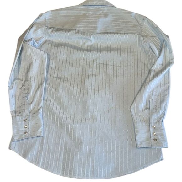 Wrangler Vintage pearl snap long sleeve western blue and silver shirt size Med - Picture 3 of 6